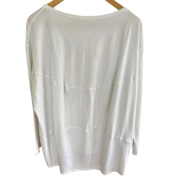 Lululemon Back In Action Long Sleeve Top Womens 10 White Loose Fit Shirt - Picture 4 of 11